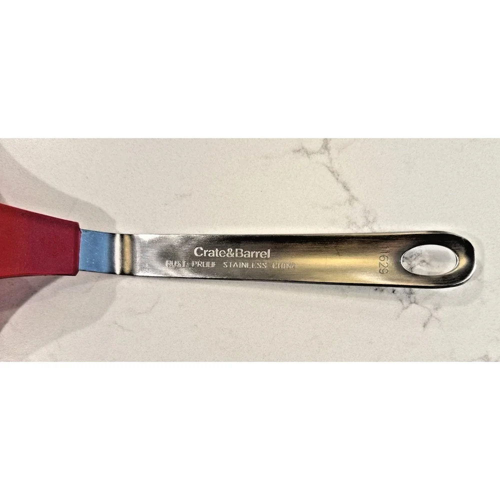 CRATE & BARREL Rust Proof Stainless Silicone Red Wide Flipper Turner Spatula